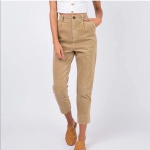 Princess Polly Beige Corduroy High Waisted Cropped Trousers Pants 8